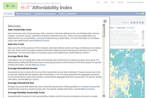 The Housing + Transportation Affordability Index is an innovative tool that measures the true affordability of housing based on its location.